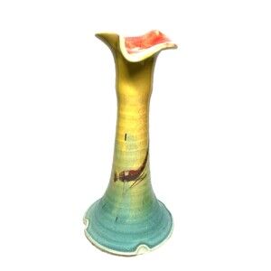Studio Pottery Dragonfly Vase 7" Art